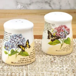 Hydrangea & Butterfly Salt and Pepper Shakers