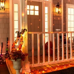 Icicle LED Curtain Lights Orange - 10 Ft