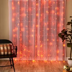 Icicle LED Curtain Lights Orange - 10 Ft
