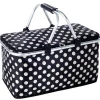 Insulated Cooler Picnic Basket Handles Zip Closure Floral Or Polka Dot