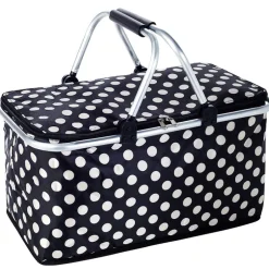 Insulated Cooler Picnic Basket Handles Zip Closure Floral Or Polka Dot