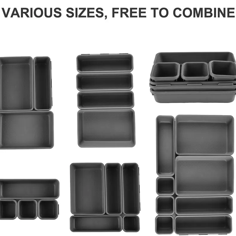 Interlocking Desk Drawer Organizer Tray Dividers 8 Piece
