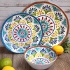 Italian Tuscan Colorful Melamine Dinnerware Set Service for 4
