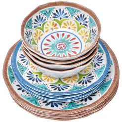 Italian Tuscan Colorful Melamine Dinnerware Set Service for 4