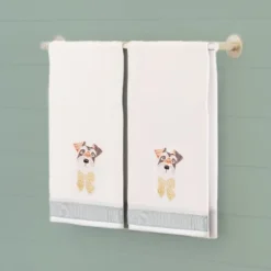 I Woof You Embroidered Hand Towels, Set of 2