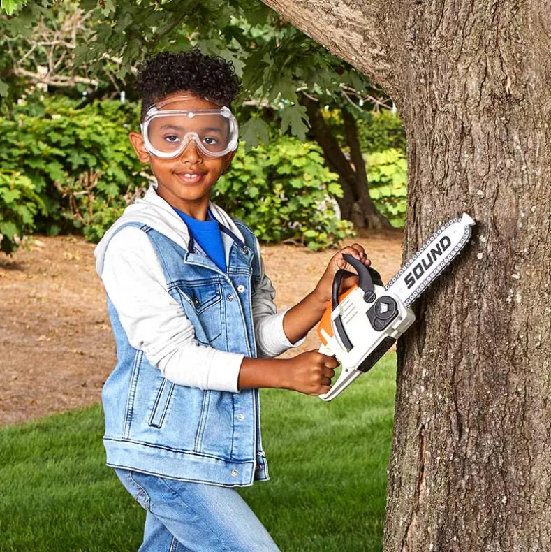 Kids' Chainsaw Toy - Realistic Sounds, Moving Chain, and Safety Goggles