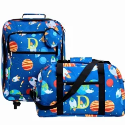 Kids' Monogrammed Space-Themed Luggage 3 Pc. Set