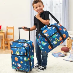 Kids' Monogrammed Space-Themed Luggage 3 Pc. Set