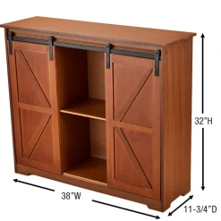 Kitchen Buffet Wooden Cabinet with Sliding Barn-Doors