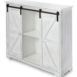 Kitchen Buffet Wooden Cabinet with Sliding Barn-Doors