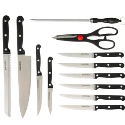 Kitchen Cutlery Set with Wood Block Holder - 13-Pc.