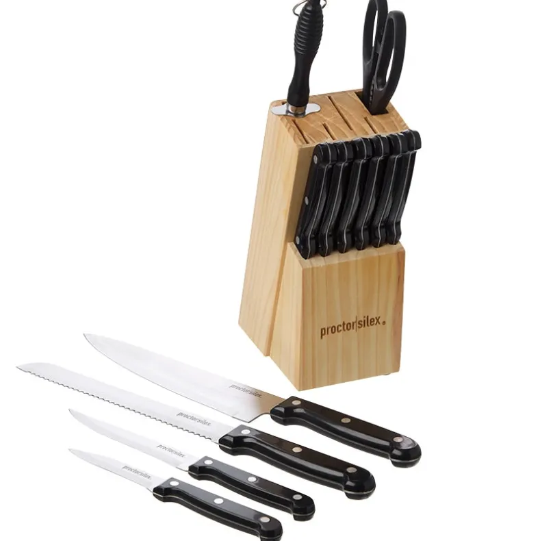 Kitchen Cutlery Set with Wood Block Holder - 13-Pc.