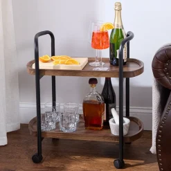 Kitchen or Bar Serving Cart with Wheels - 2-Tier
