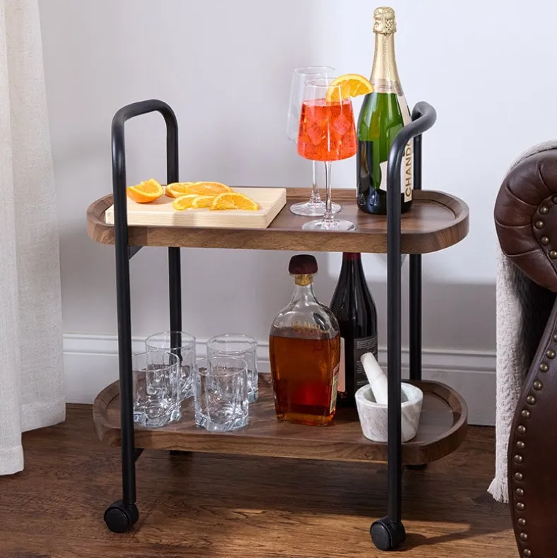 Kitchen or Bar Serving Cart with Wheels - 2-Tier