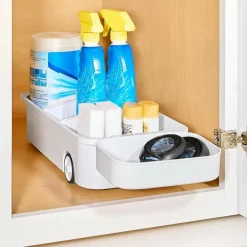 Kitchen Storage Caddy with Adjustable Dividers and Wheels