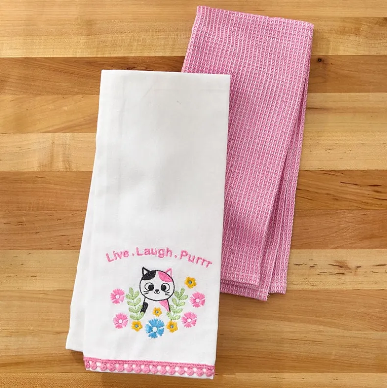 Kitchen Towels Summertime Cat Set of 2