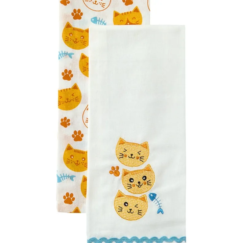 Kitchen Towels Summertime Cat Set of 2