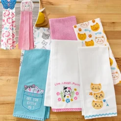 Kitchen Towels Summertime Cat Set of 2
