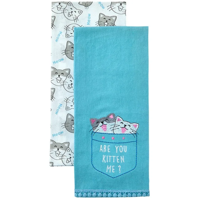 Kitchen Towels Summertime Cat Set of 2