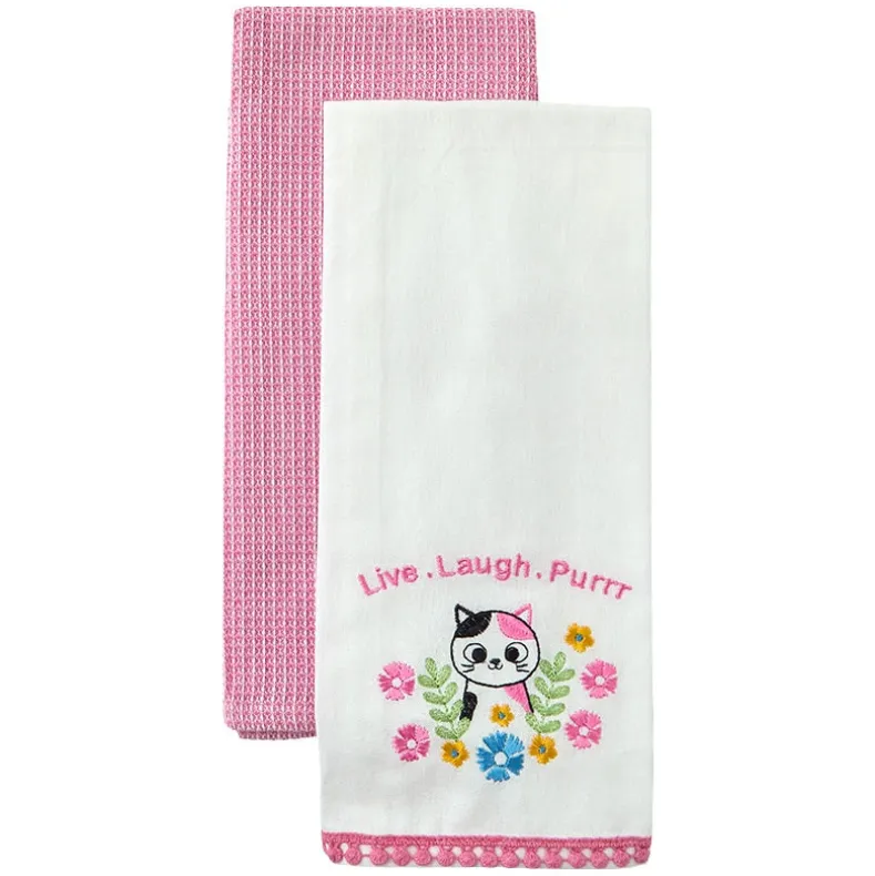 Kitchen Towels Summertime Cat Set of 2