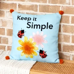 Ladybug Embroidered Decorative Pillow
