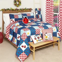 Ladybug Reversible Full/Queen or King Quilt or Accent Pillow