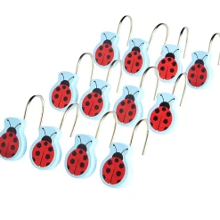 Ladybug Shower Curtain, Bath Rug, Hand Towels, Valance, or Hooks