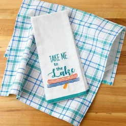 Lake Themed Embroidered Kitchen Towels, Set of 2