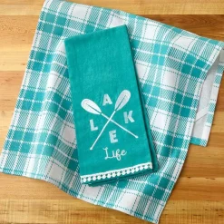 Lake Themed Embroidered Kitchen Towels, Set of 2