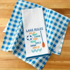 Lake Themed Embroidered Kitchen Towels, Set of 2