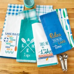 Lake Themed Embroidered Kitchen Towels, Set of 2