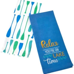 Lake Themed Embroidered Kitchen Towels, Set of 2