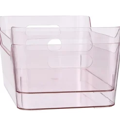 Large Plastic Storage Bins in Blush - Set of 2