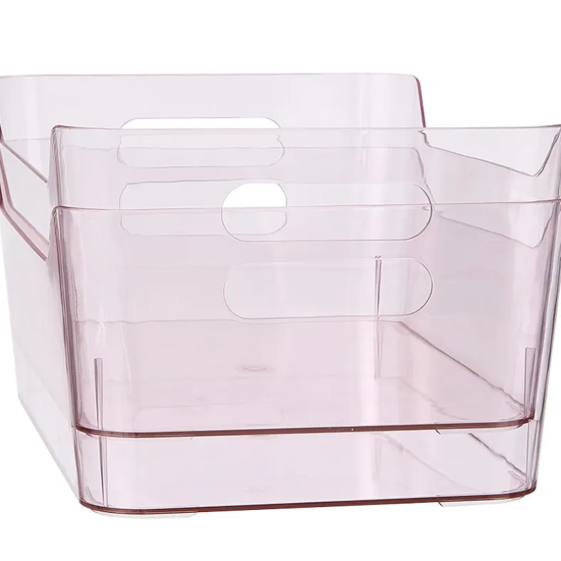 Large Plastic Storage Bins in Blush - Set of 2