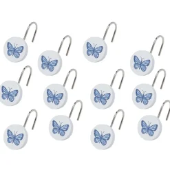 Lavender Luster Butterfly Shower Hooks Set of 12
