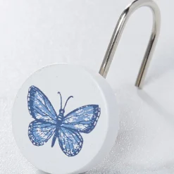 Lavender Luster Butterfly Shower Hooks Set of 12