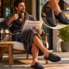 L B Evans Men's Slippers Black SC3 Aristocrat