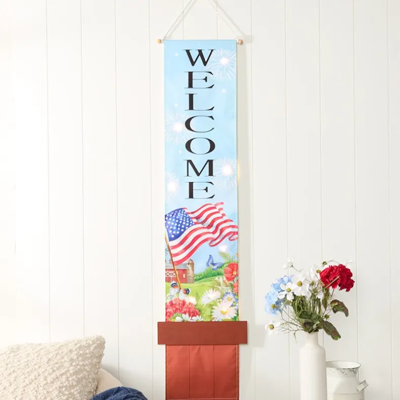 LED Lighted Welcome Banner - Flower or Patriotic 46" Length