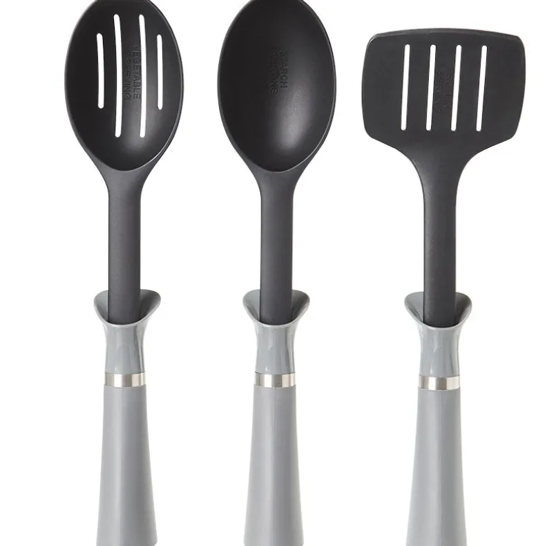 Less Mess Kitchen Utensil Set with Built in Drip Collar and Portion Control