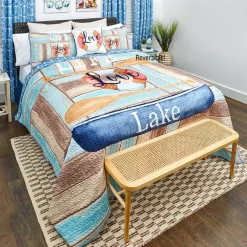 Life Love Lake Reversible Full/Queen or King Quilt or Decorative Pillow