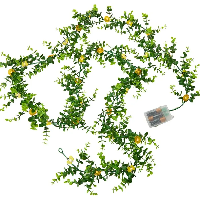 Lighted Bee and Yellow Flower Garland - Seasonal Decor - Battery Operated