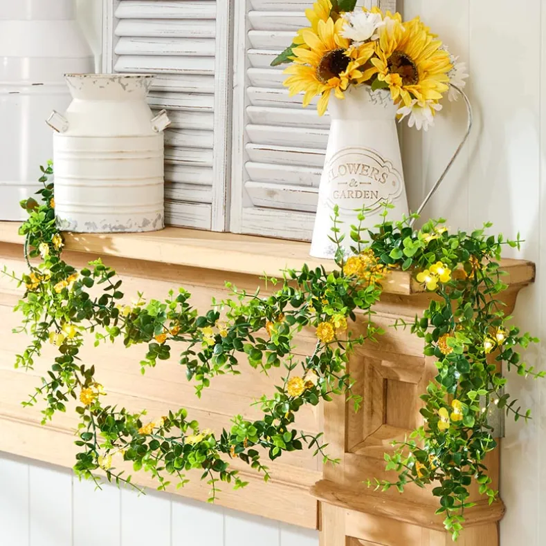 Lighted Bee and Yellow Flower Garland - Seasonal Decor - Battery Operated