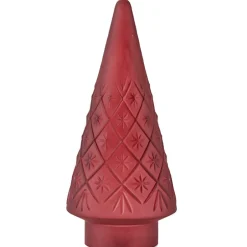Lighted Burgundy Snowflake or Green Ribbed Glass Tabletop Tree