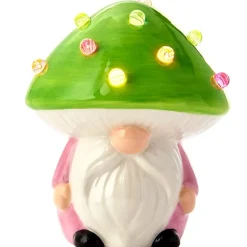 Lighted Ceramic Gnome Mushroom Accent Light - Batteries Included