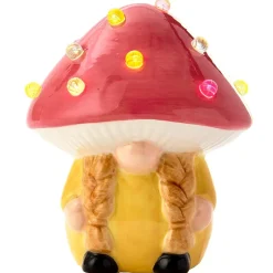 Lighted Ceramic Gnome Mushroom Accent Light - Batteries Included