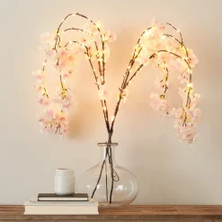 Lighted Cherry Blossom Garland, 2 Pc Branches, Table Tree, or 48