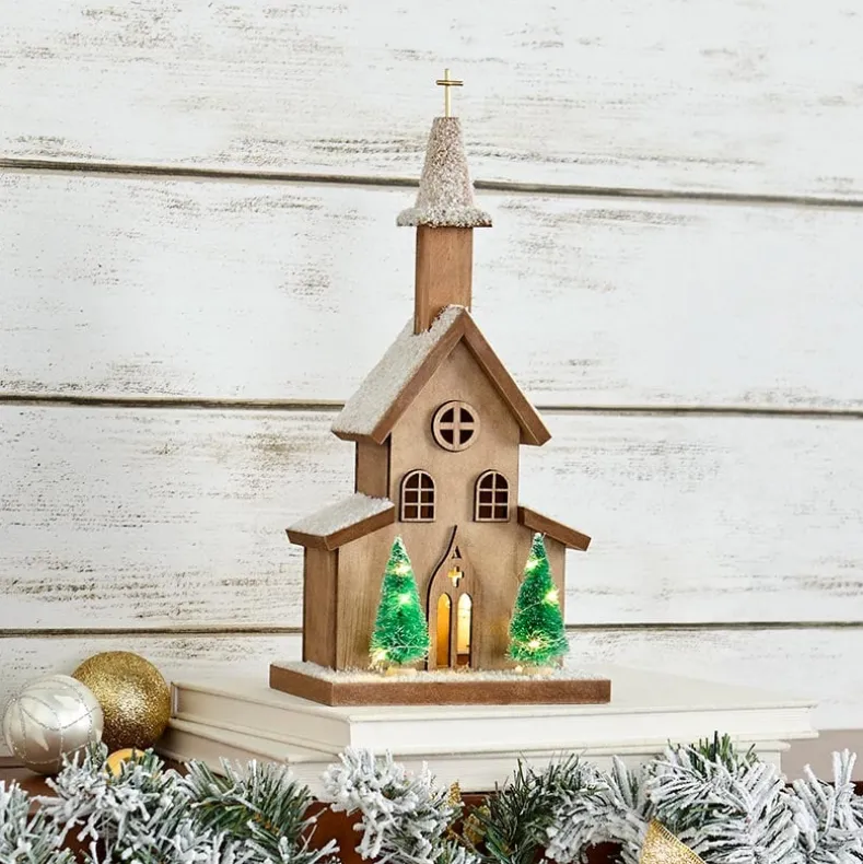 Lighted Country Church Decor