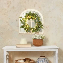 Lighted Country Wall Mirrors with Wreath - Single or Double