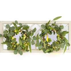Lighted Country Wall Mirrors with Wreath - Single or Double