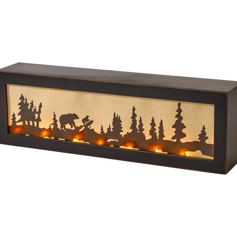 Lighted Decor Tabletop Or Wall Woodland Scene Moose Bear